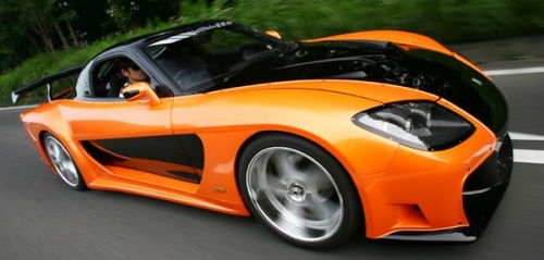 Highly modified 1997 Mazda RX-7 race car featured in the movie Fast and Furious Tokyo Drift